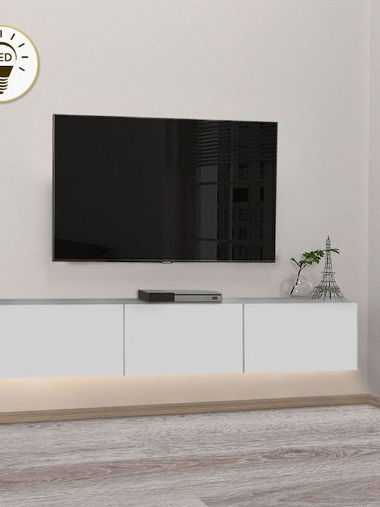 TV Stand Damla with LED Lighting White L180xW29.5xH29.5cm
