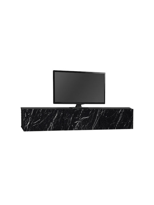 Damla Particle Board TV Furniture with LED Lighting Black L180xW29.5xH29.5cm