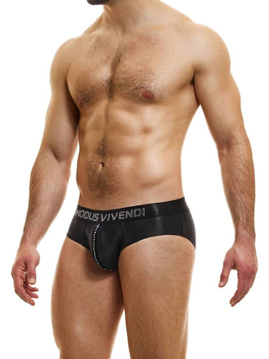 Modus Vivendi Herren Slips Schwarz mit Mustern 1Packung