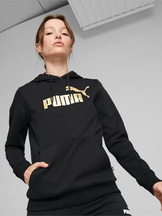 Puma Γυναικείο Φούτερ με Κουκούλα Μαύρο