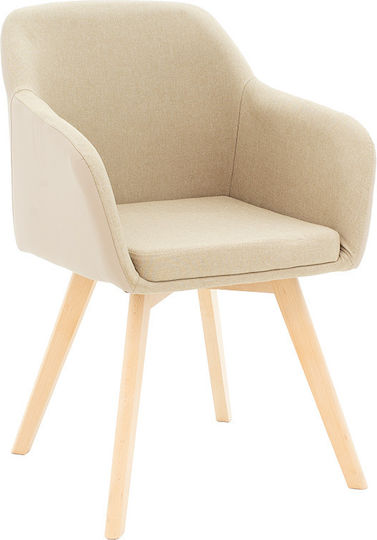 Safira Dining Room Artificial Leather Armchair Beige-natural 57x58x84cm