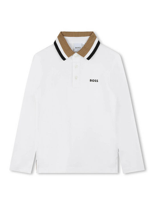 Hugo Boss Παιδικό Χειμερινό Polo Μακρυμάνικο Λευκό