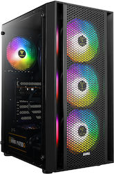 Gamdias AURA GC2 Гейминг Midi Tower Компютърна кутия с RGB осветление Черно