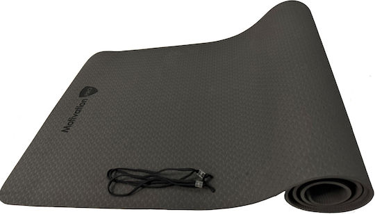 MotivationPro Exercise Mat Yoga Black with Carry Strap 183x61x0.6cm