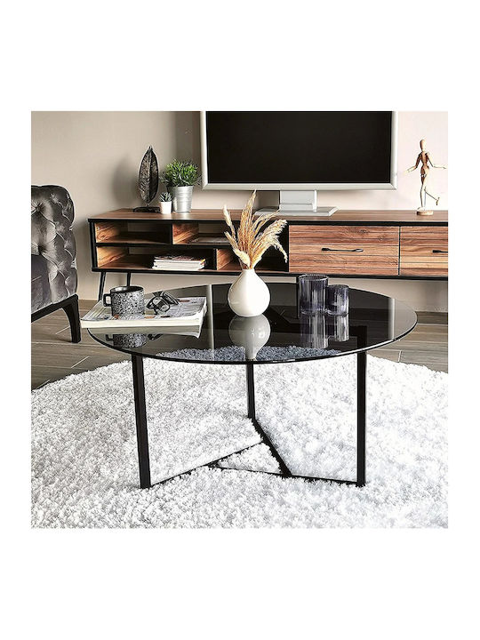 Round Glass Coffee Table Black L75xW75xH42cm