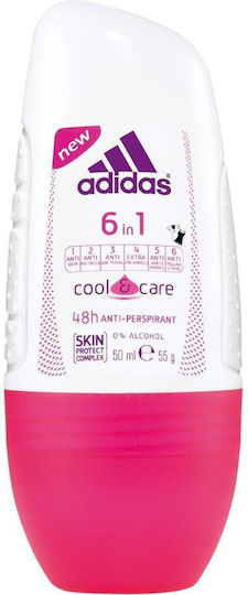 adidas 6 in 1 Cool & Care Deodorant 48h sub formă de Roll-On 50ml
