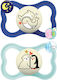 Mam Supreme Night Orthodontic Pacifiers Silicone Night Whale / Penguin - Blue / Ciel for 6+ months 2pcs