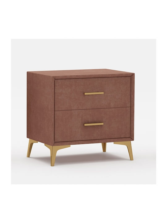 Venla Bedside Table with Fabric Cover Gold 50x40x50cm
