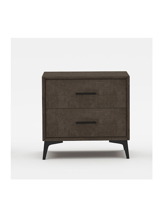 Venla Bedside Table with Fabric Cover Brown 50x40x50cm