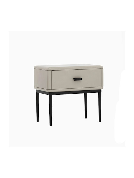 Vartia Bedside Table with Artificial Leather Brown 50x40x48cm
