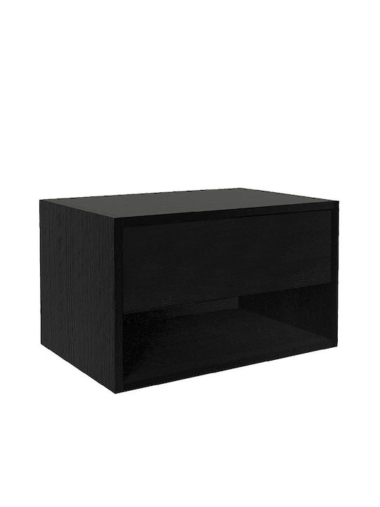 Wooden Bedside Table Black 60x40x35cm