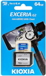 Kioxia Exceria G2 microSDXC 64GB Class 10 U3 V30 UHS-I with Adapter