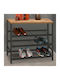Dalia Wooden Shoe Organizer with 3 Shelves Black / Pine Oak 65x30x67cm