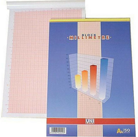 Notepad 50 Sheets A4 Graph Paper Multicolour