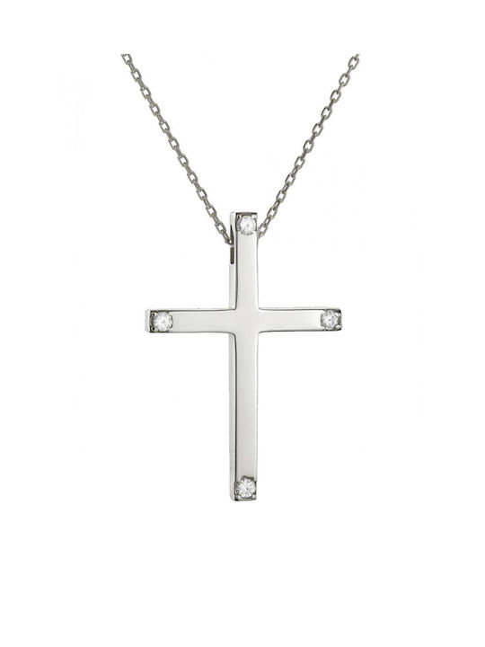 Weißgold Kreuz 14K mit Kette