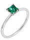 Single Stone Ring in White Gold 18K with Emerald