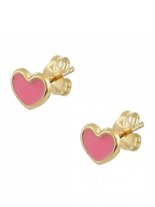 Papoulidis Jewellery Παιδικά Σκουλαρίκια Καρφωτά Καρδιά από Χρυσό 9K