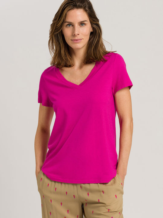 Hanro Women's T-shirt with V Neckline Purple
