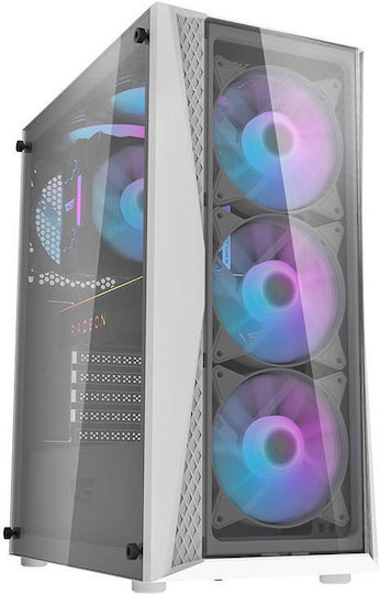 Darkflash DK352 Plus Gaming Midi-Turm Computergehäuse mit Seitenfenster und RGB-Beleuchtung Black / White