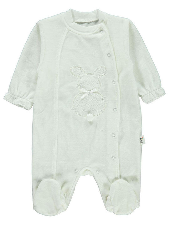 Civil Baby Bodysuit Long-Sleeved Velvet Ecru