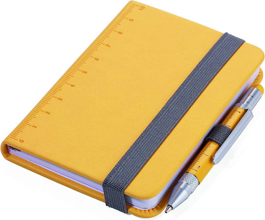 Troika Carnet A7 cu Pagini Albe , Elastic și Suport pentru Stilou Galben
