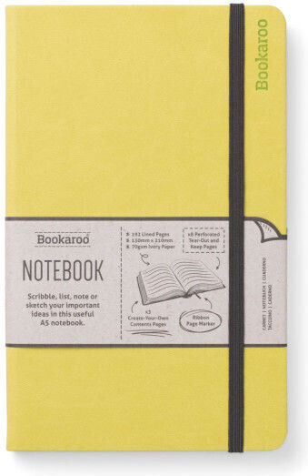 IF Bookaroo Σημειωματάριο A5 96 Φύλλων Ριγέ με Λάστιχο και Στυλοθήκη Κίτρινο