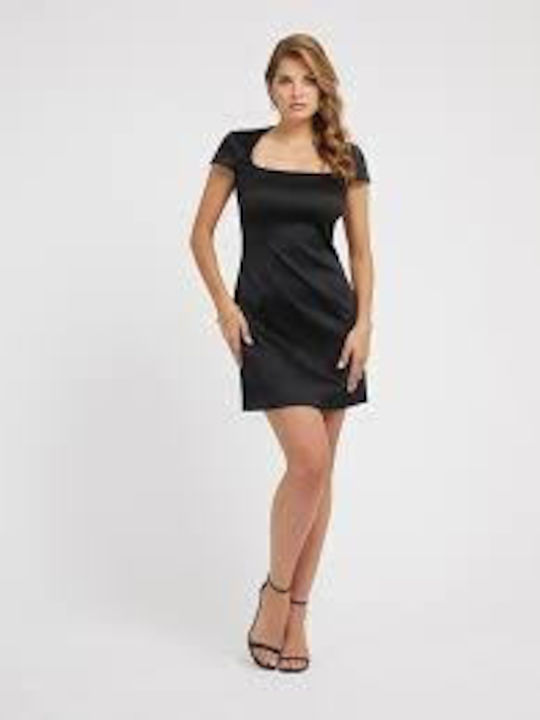 Guess Καλοκαιρινό Mini Φόρεμα Σατέν Μαύρο