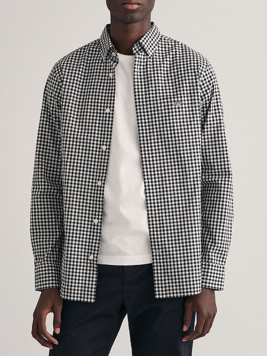 Gant Long-sleeved Cotton Shirt Checked Black