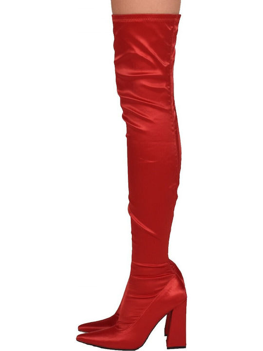 Damenstiefel Über dem Knie Rot