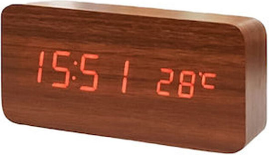 Масови Дигитален Часовник LED Дървено Кафяв VST-862