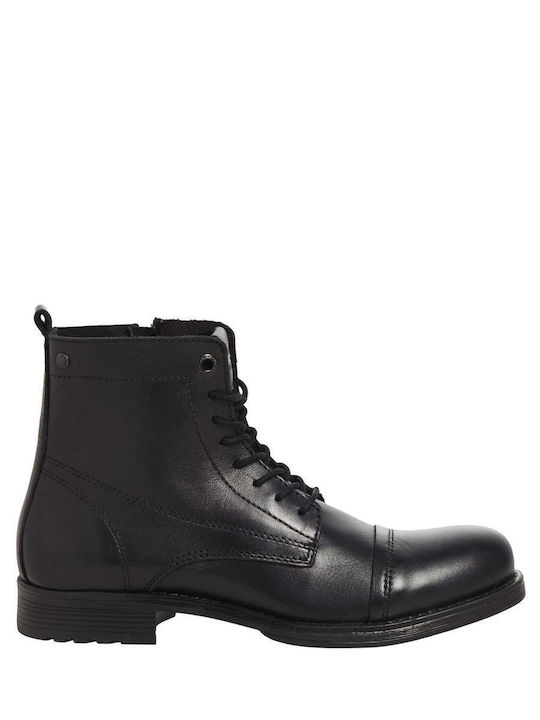 Jack & Jones Men's Leather Military Boots Black
