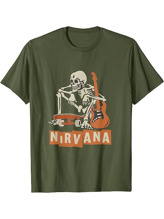 Pegasus Nirvana Bedrucktes T-shirt Khaki