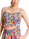 Women's Summer Crop Top with Straps Floral Multicolour