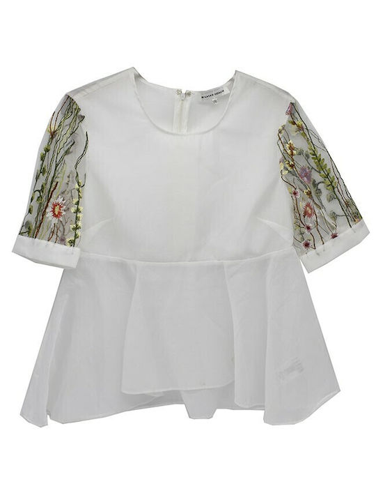 Silvian Heach Women's Summer Blouse Short Sleeve White