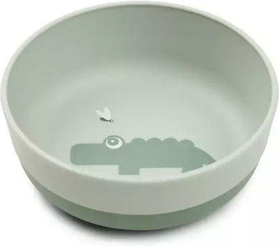 Done by Deer Baby Food Bowl Happy Clouds Croco made of Plastic Green