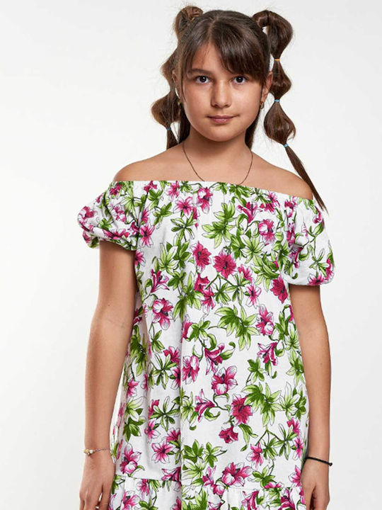 Action Sportswear Παιδικό Φόρεμα Floral Φούξια