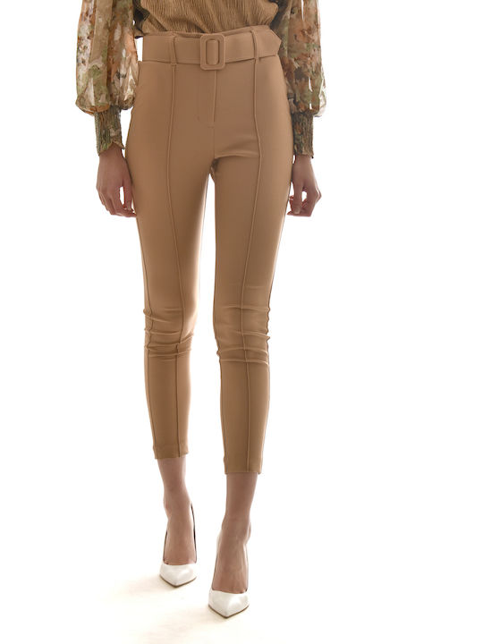 Twenty 29 Women's Fabric Capri Trousers Beige