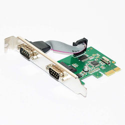 PCIe Erweiterungskarte mit 2 RS232 DB9 Seriell Anschlüssen