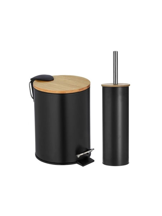 Happy House Metallic Toilet Brush and Bin Set 3lt Black