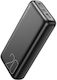 XO PR183 Power Bank 20000mAh με 2 Θύρες USB-A και Θύρα USB-C Μαύρο