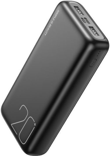 XO PR183 Power Bank 20000mAh με 2 Θύρες USB-A και Θύρα USB-C Μαύρο