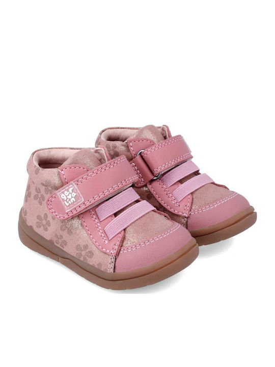Anatomice Ghete Copii din Piele cu Velcro Roz