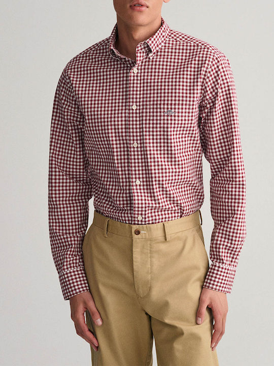Gant Long-sleeved Cotton Shirt Checked Red