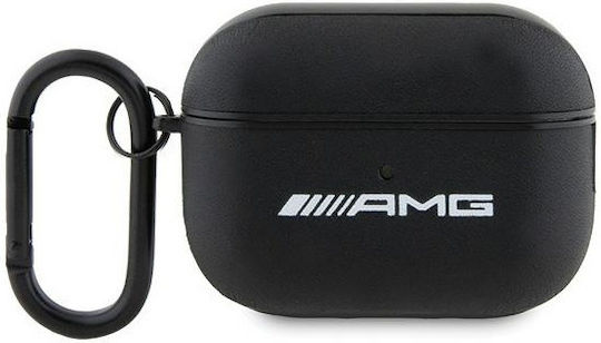 Mercedes-Benz White Logo Hülle Leder mit Haken in Schwarz Farbe für Apple AirPods Pro 2