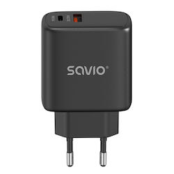 Savio Зарядно без кабел с USB-A порт и USB-C по...