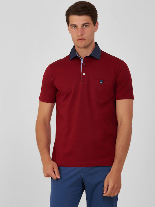 Kaiserhoff Men's Short Sleeve Blouse Polo Burgundy