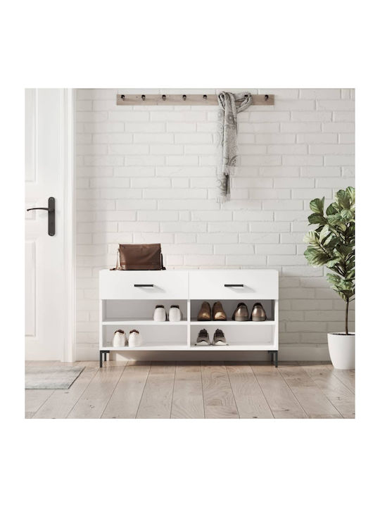 Wooden Shoe Organizer with 4 Shelves White 102x...