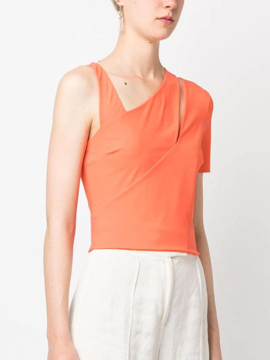 Patrizia Pepe Damen Sommerliches Crop Top Kurzärmelig Orange