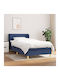 Bett Einzelbett Mit Stoff bezogen Blau mit Latten & Matratze 82x200cm