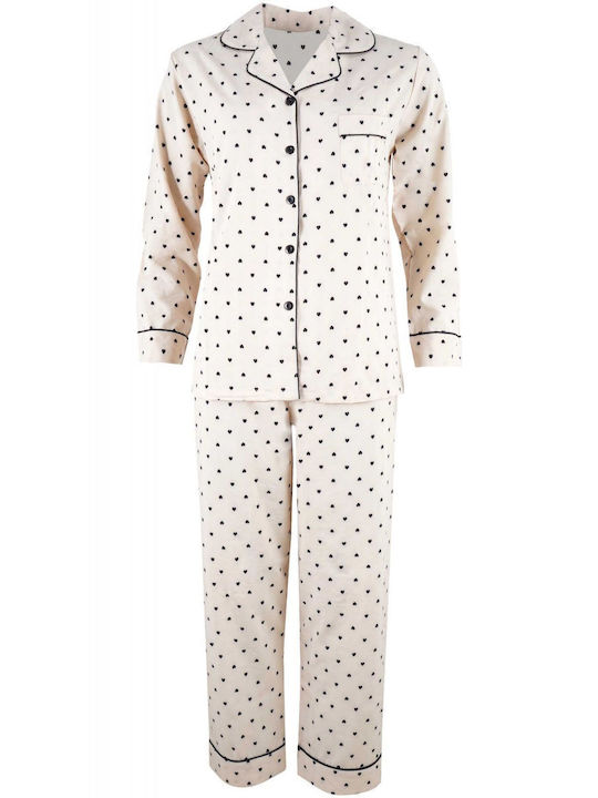 G Secret Winter Damen Pyjama-Set Beige